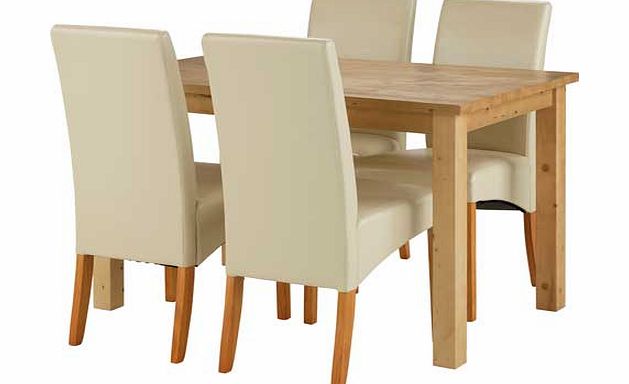 Argos Erin Oak Dining Table and 4 Cream Skirted Chairs