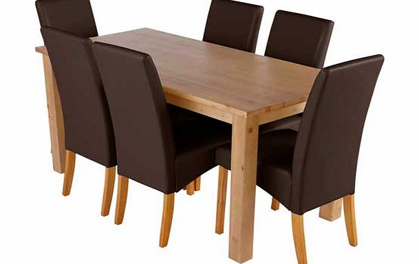 Argos Erin Oak Dining Table and 6 Chocolate Skirted