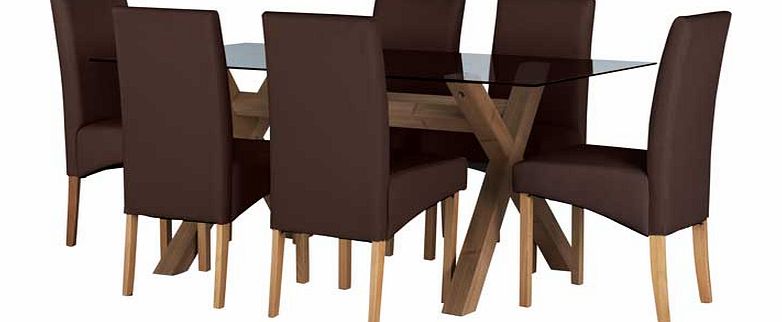 Argos Hartley Glass Dining Table and 6 Chocolate Chairs