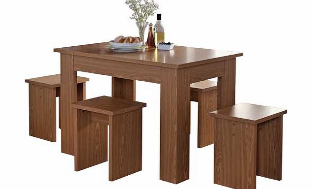 Legia Oak Space Saver Dining Table and 4 Stools