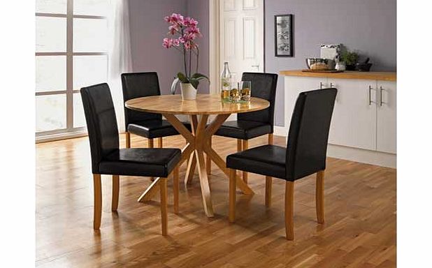 Argos Montego Round Dining Table and 4 Black Midback