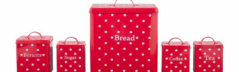 Argos Red Polka Dot 5 Piece Storage Set