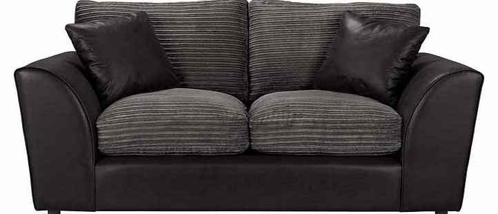 Argos Riley Leather Effect Regular Sofa - Charcoal