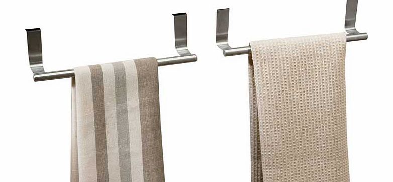Argos Set of 2 Over Door Tea Towel Rails - Silver