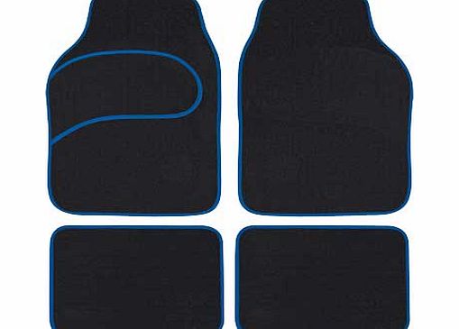 Argos Set of 4 Car Mats - Black with Blue Trim