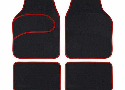 Argos Set of 4 Car Mats - Black with Red Trim