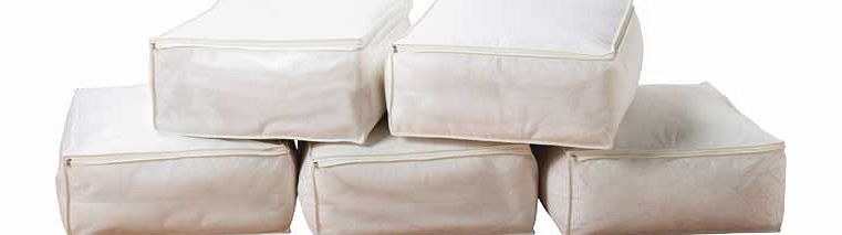 Argos Set of 5 Bumper Value Blanket Storage Bags - Cream