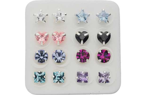 Argos Sterling Silver and Crystal Stud Earrings - Set