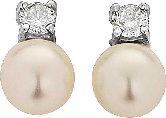 Argos Sterling Silver CZ and Simulated Pearl Studs