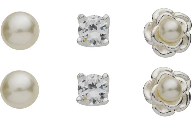 Argos Sterling Silver Pearl Flower and CZ Stud