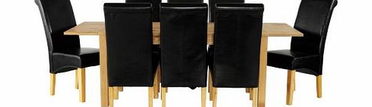 Argos Tring Oak Dining Table and 8 Black Chairs