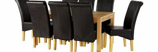 Argos Tring Oak Dining Table and 8 Chocolate Chairs