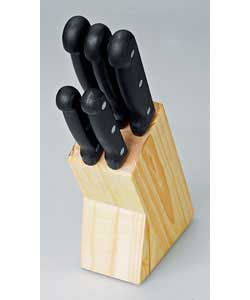 Value 5 Piece Knife Set with Wooden Knife Block