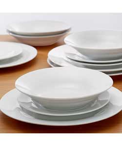 Value Range 12 Piece White Porcelain Dinner Set