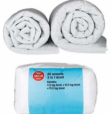 Argos Value Range 15 Tog 3 in 1 Duvet - Single