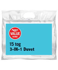 argos Value Range 15 Tog 3 in 1 Duvet Kingsize Bed