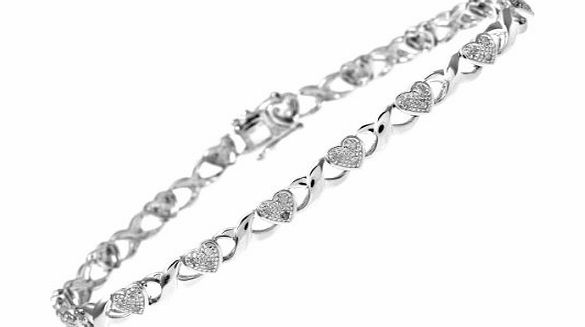 Ariel 0.25 Carat I Diamond Pave Setting Link Bracelet in 9ct White Gold