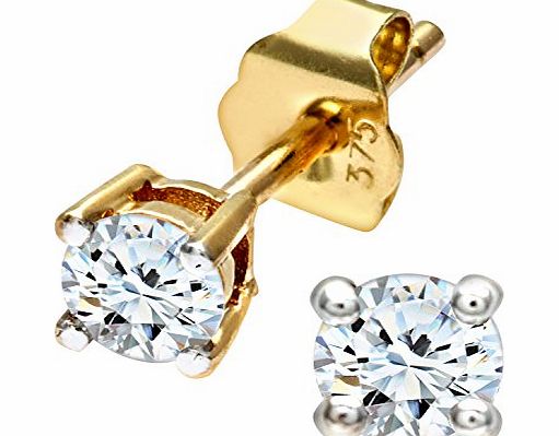 Ariel 0.25 Carat J-I2 Single-Stone Diamond Earrings on 9ct yellow gold-0.125 Carat each earring