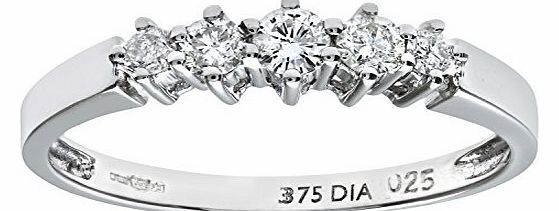 Ariel 9ct White Gold 0.25ct Diamond Graduated Eternity Ring