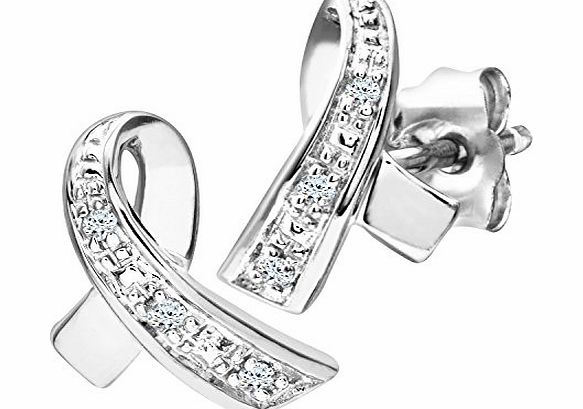 9ct White Gold Diamond Kiss Earrings