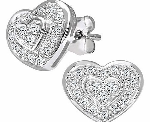 Ariel 9ct White Gold Womens Diamond Earrings