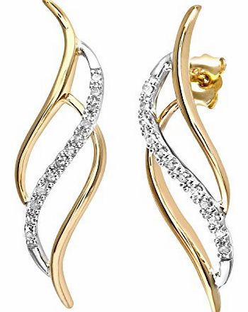 9ct Yellow and White Gold 10pt Diamond Earrings