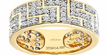 Ariel 9ct Yellow Gold 1ct Diamond Greek Key Ring
