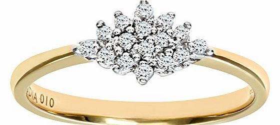 Ariel 9ct Yellow Gold Diamond Cluster Womens Ring