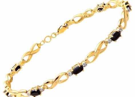 Ariel 9ct Yellow Gold Sapphire and Diamond Kiss Bracelet of 18.4cm