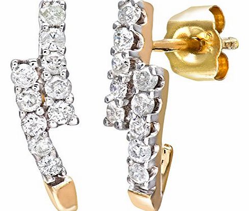 9ct Yellow Gold Womens Diamond Earrings