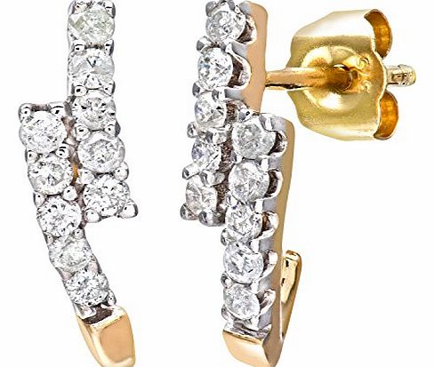 Ariel 9ct Yellow Gold Womens Diamond Earrings