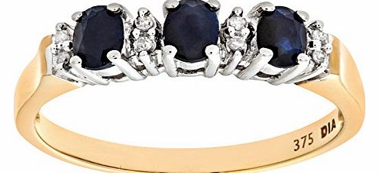 Ariel Eternity Ring, 9ct Yellow Gold Diamond and Sapphire Ring, Claw Set