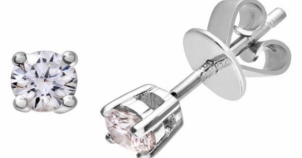 Platinum Stud Earrings, H/SI Certified Diamonds, Round Brilliant, 0.25ct