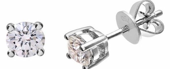 Ariel Platinum Stud Earrings, IJ/I Certified Diamonds, Round Brilliant, 0.75ct
