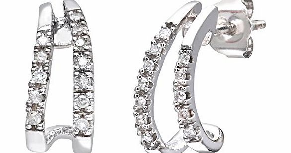 Ariel Womens 9ct White Gold Diamond Huggie Earrings