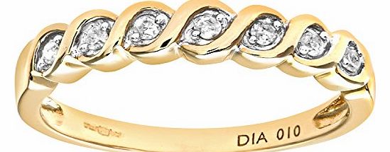 Ariel Womens 9ct Yellow Gold Fancy 10pts Diamond Eternity Ring