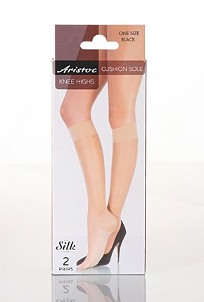 Aristoc Ladies 2 Pair Aristoc Cushion Sole Knee Highs With Silk Finish In 2 Colours Nude