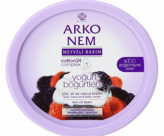Arko 300ml Nem Yoghurt and Blackberry Cream Face/ Hand and Body Cream