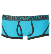Armani Aqua and Black Cotton Stretch Boxer Shorts