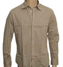 Armani Beige and Black Stripe Cotton Shirt