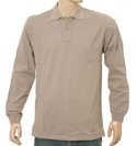 Armani Beige Long Sleeve Pique Polo Shirt