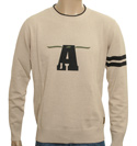 Armani Beige Sweater with Black Printed Logo