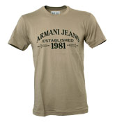 Armani Beige T-Shirt with Printed Design