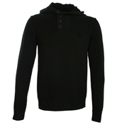 Armani Black 4-Button Hooded Sweater