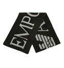 Armani Black and Grey Logo Scarf