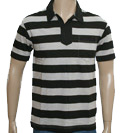 Armani Black and Grey Stripe Polo Shirt
