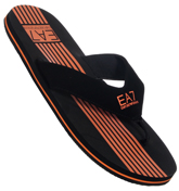Armani Black and Orange Striped Flip Flops