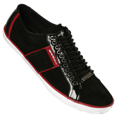 Armani Black and Red Trainer Shoes
