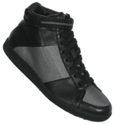 Armani Black and Silver Hi-Top Trainers