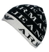 Armani Black and White Beanie Hat